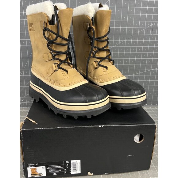 Sorel Other - Sorel Caribou Men’s Waterproof Insulated Boots Buff & Black Size 8